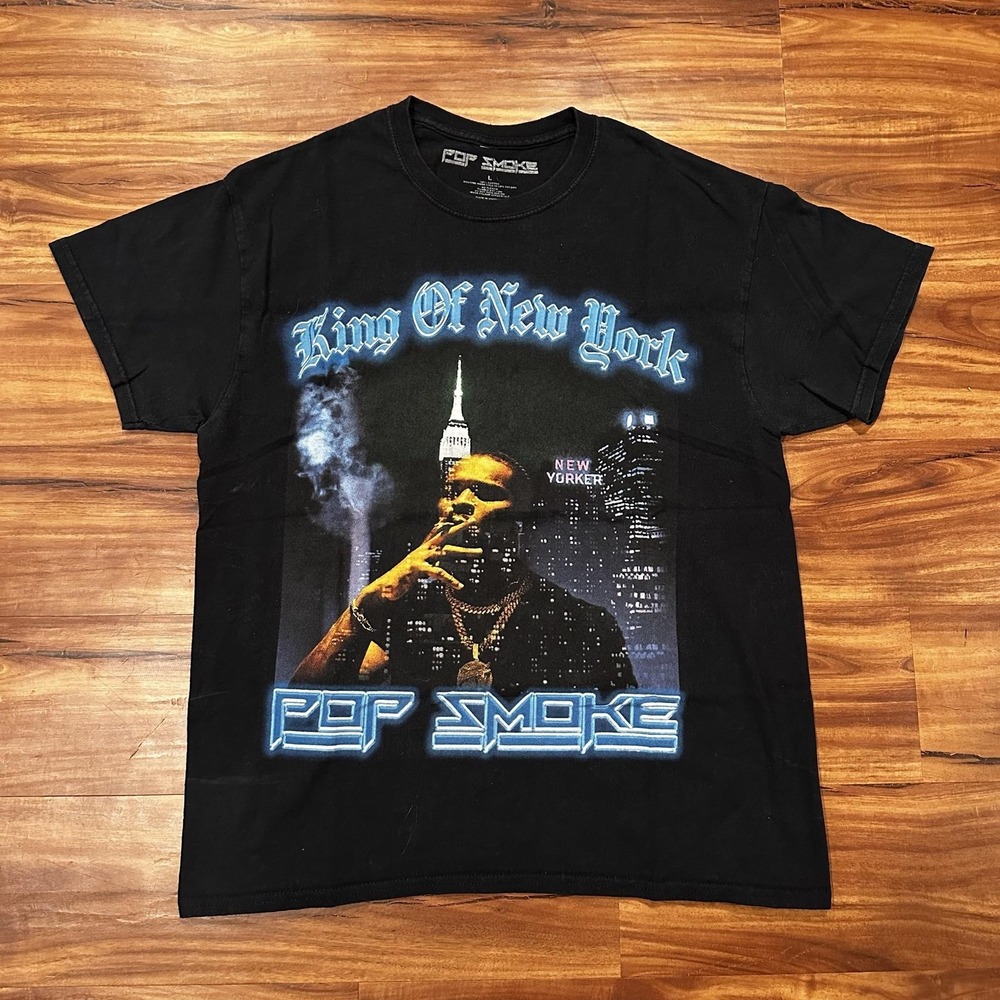 Pop Smoke Shirt Mens Large Black King Of New York Graphic Rap Hip Hop Tee Music